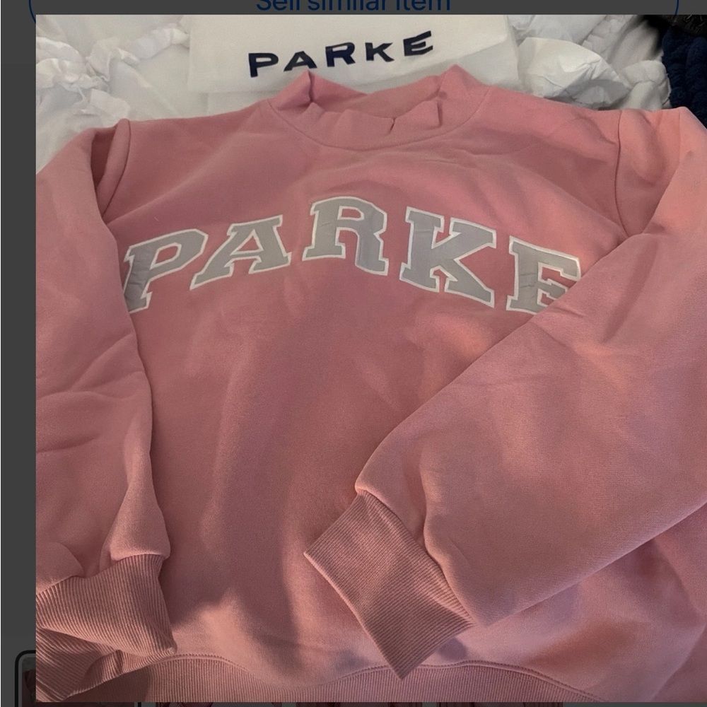 Parke valentine’s day blush pink and lavender mockneck